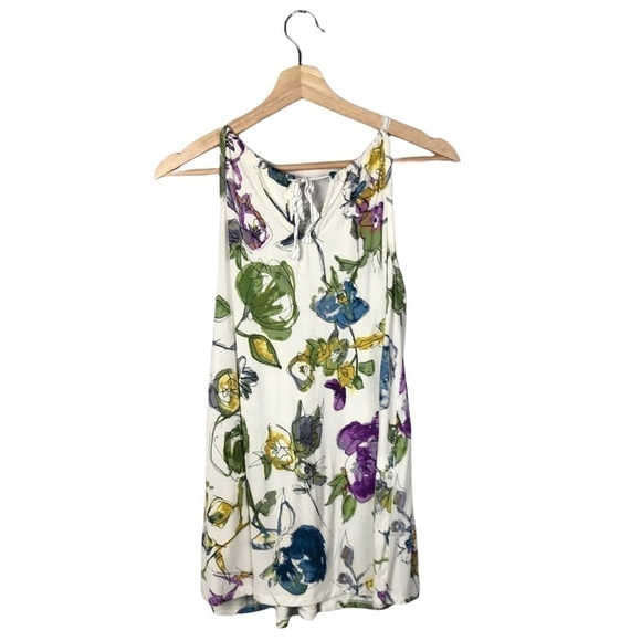 Anthropologie One September Isabel Floral Embroidered High Neck Tank Top XS - Picture 7 of 12